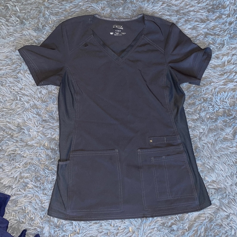 Cherokee iFlex scrub top V-neck knit panel
